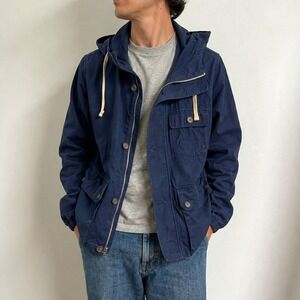 Gap Navy Blue‎ Hooded Utility Field Jacket Cotton Military Style Mens Size L
